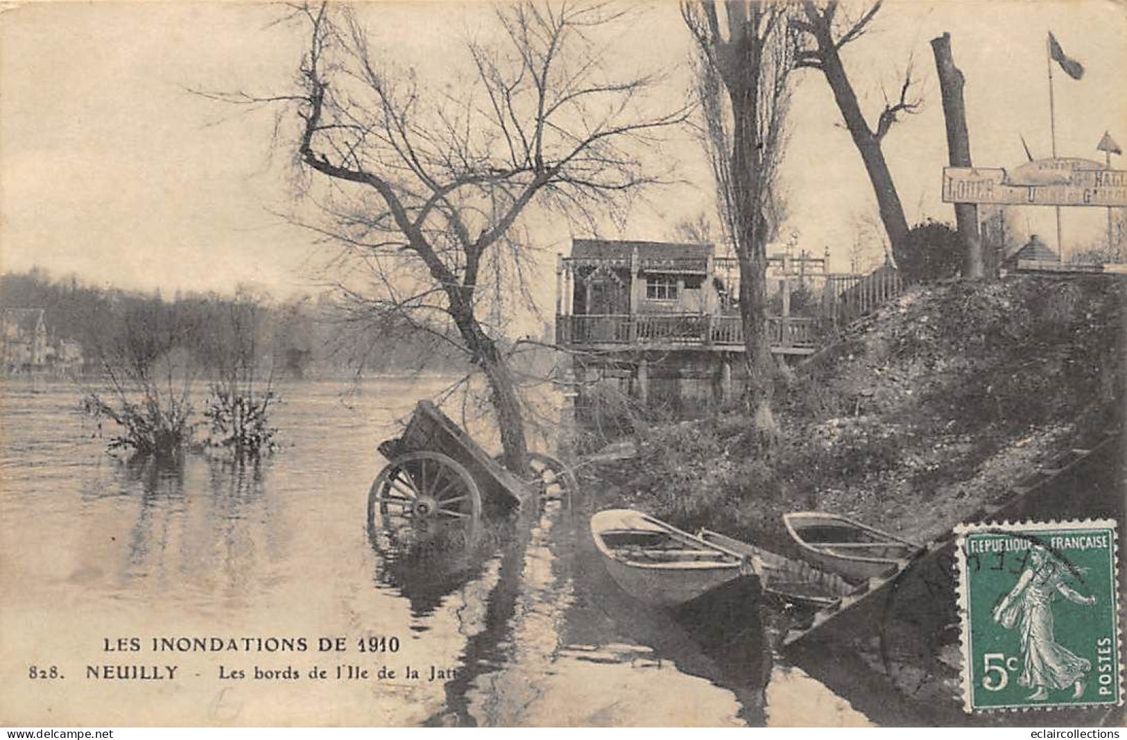 Neuilly Sur Seine        92        Crue De 1910. Les Bords De Ile De La Jatte    N° 828  (voir Scan) - Neuilly Sur Seine