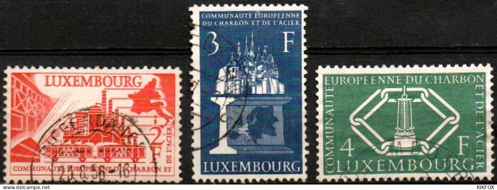 LUXEMBURG,LUXEMBOURG 1956 MI 552-554 ,YT 511 - 513, SATZ KOHLE UND STAHL, GESTEMPELT, OBLITERE - Oblitérés