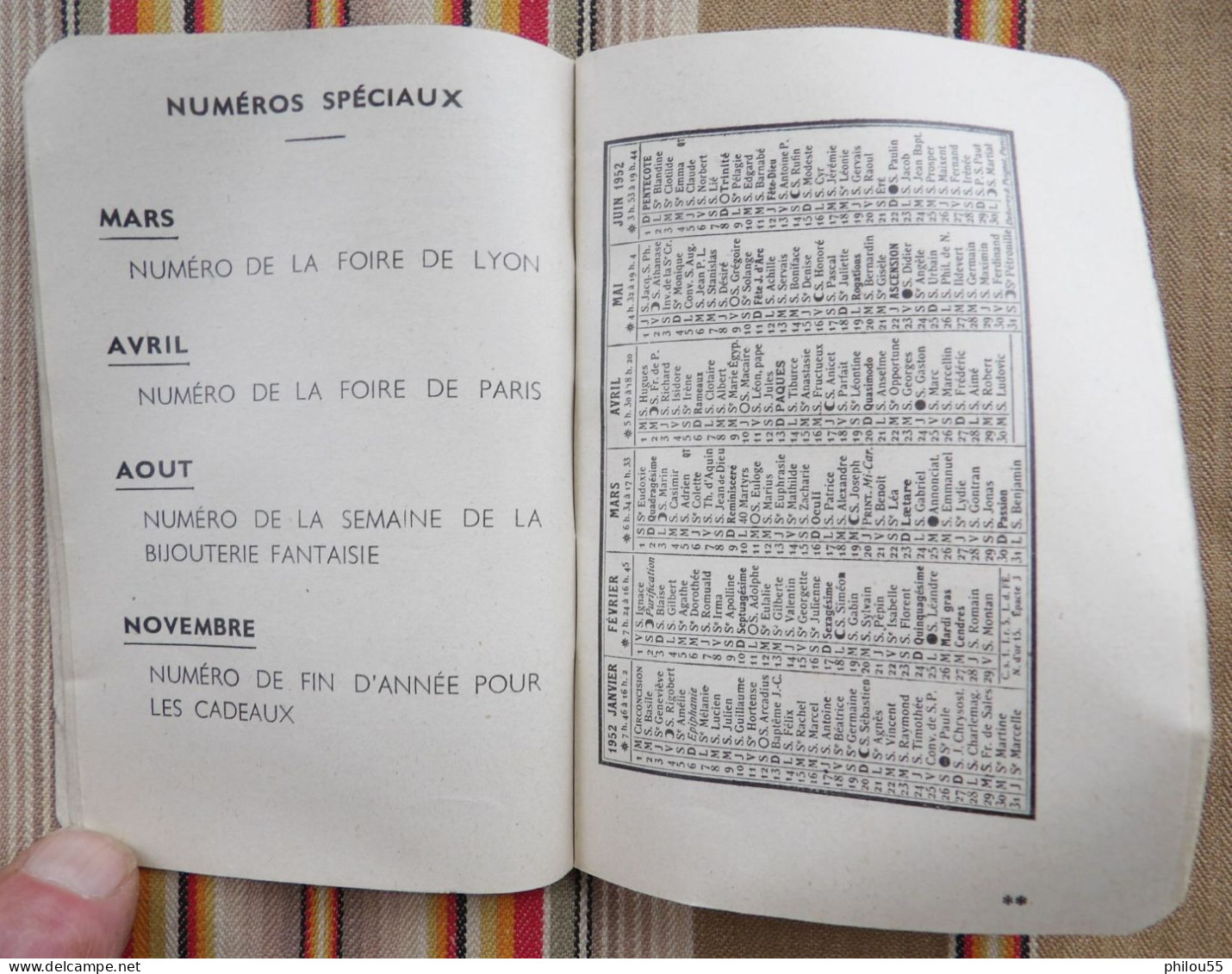 75 PARIS 8e Agenda BIJOUTIERS HORLOGERS 1952 Honneur Patrie