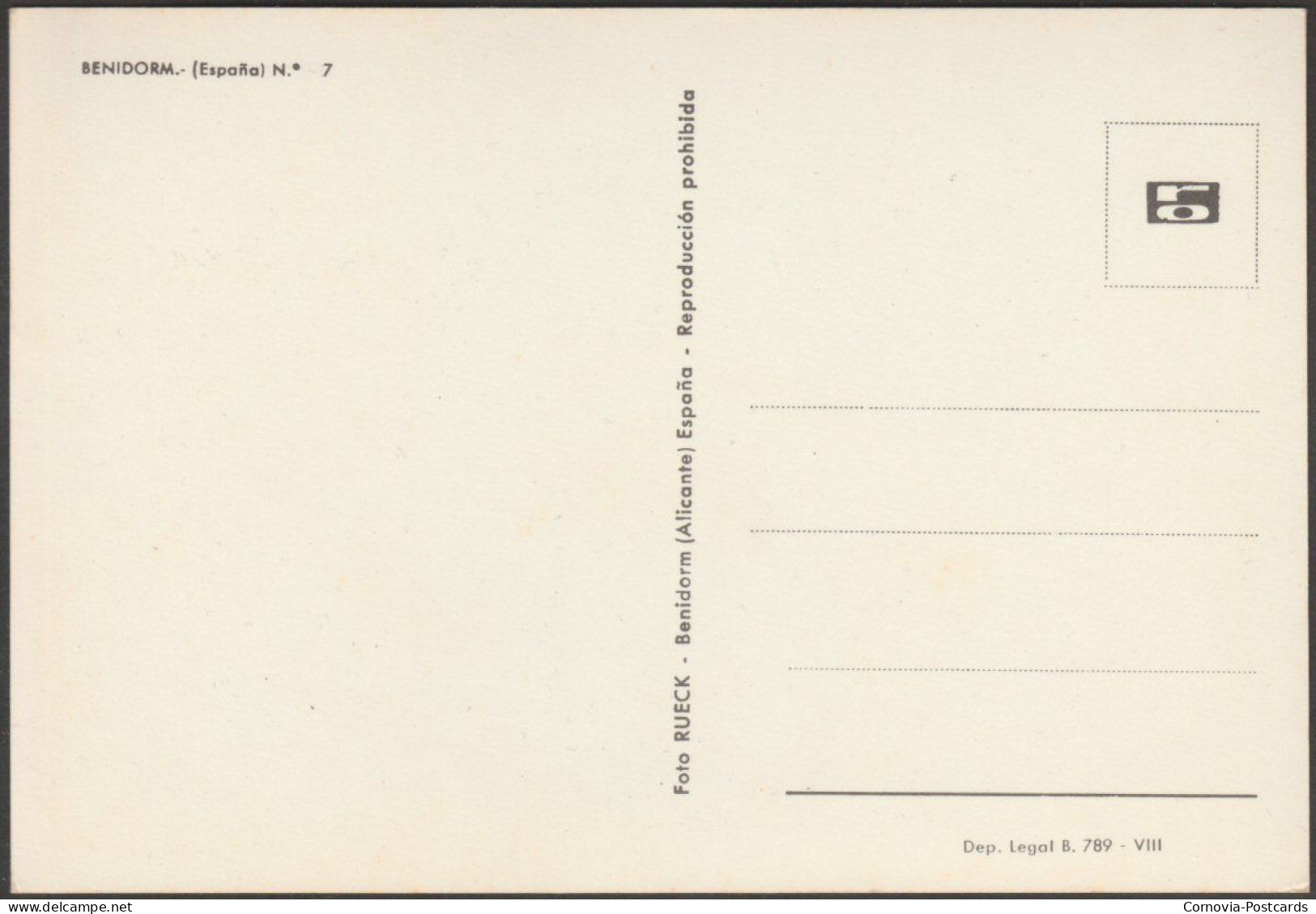 Vista General, Benidorm, C.1960 - Rueck Tarjeta Postal - Alicante