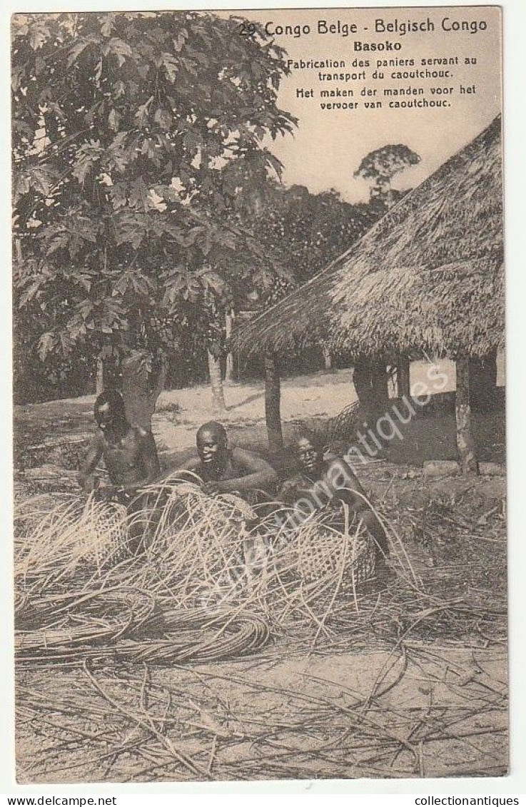 CPA Congo Belge - Basoko - Fabrication Des Paniers - Non Circulée - Divisé - Entier Postal 10 C - Congo Belge