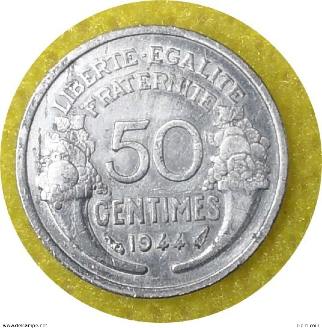 Monnaie France - 1944  - 50 Centimes Morlon Aluminium, Légère (0.7g) - 50 Centimes