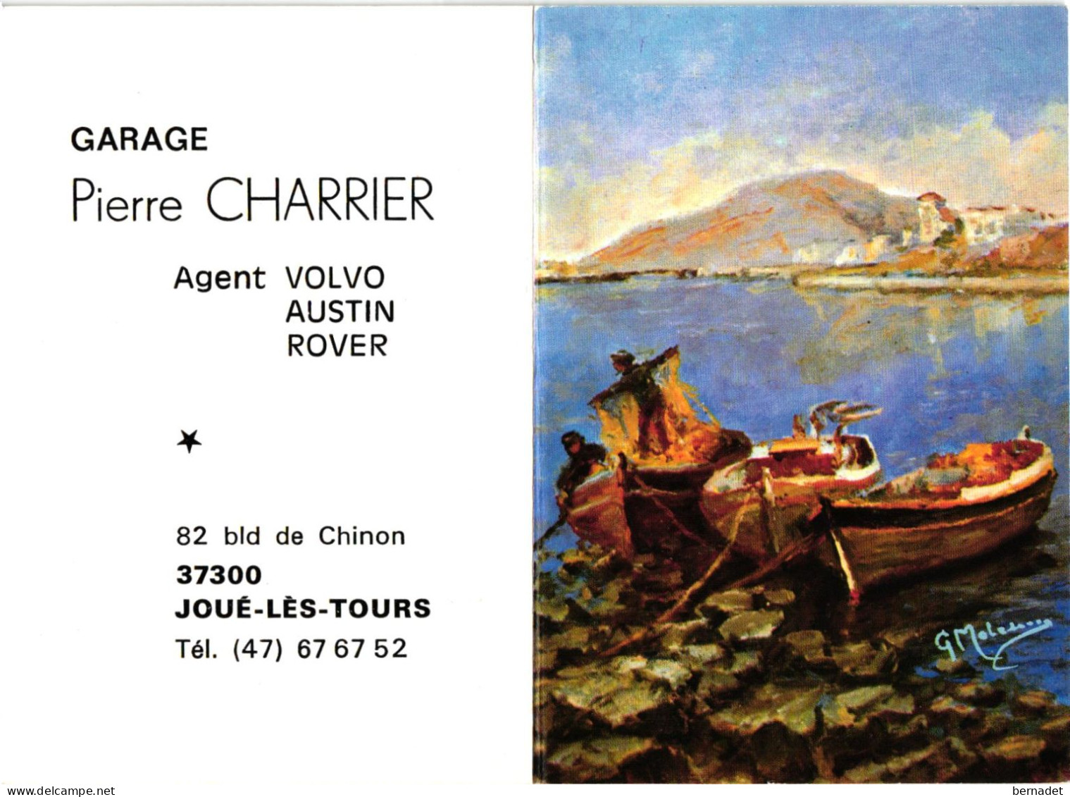 CALENDRIER DE POCHE . ILLUSTRE BARQUE DE PECHE  .OFFERT PAR GARAGE CHARRIER . JOUE LES TOURS . 1985 - Petit Format : 1981-90