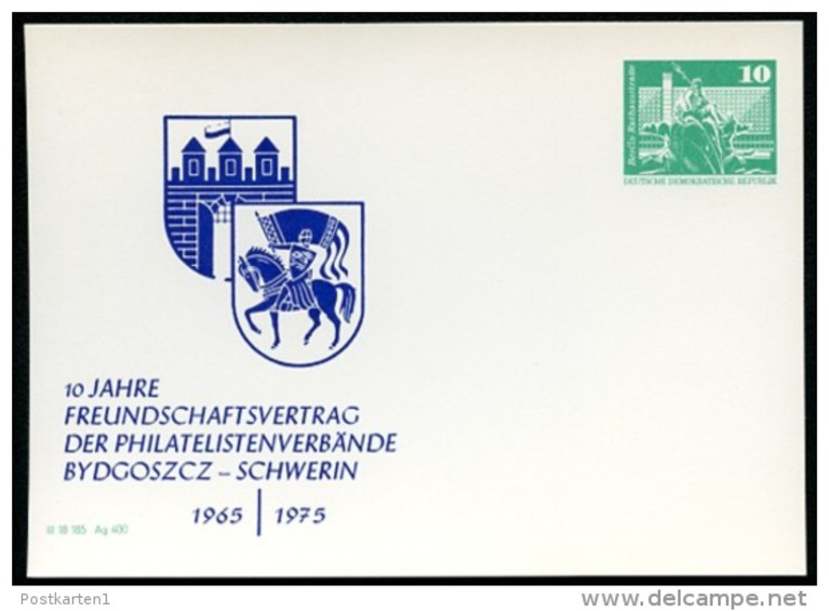 DDR PP16 C2/024 Privat-Postkarte STADTWAPPEN BYDGOSZCZ SCHWERIN 1975  NGK 3,00 € - Privé Postkaarten - Ongebruikt