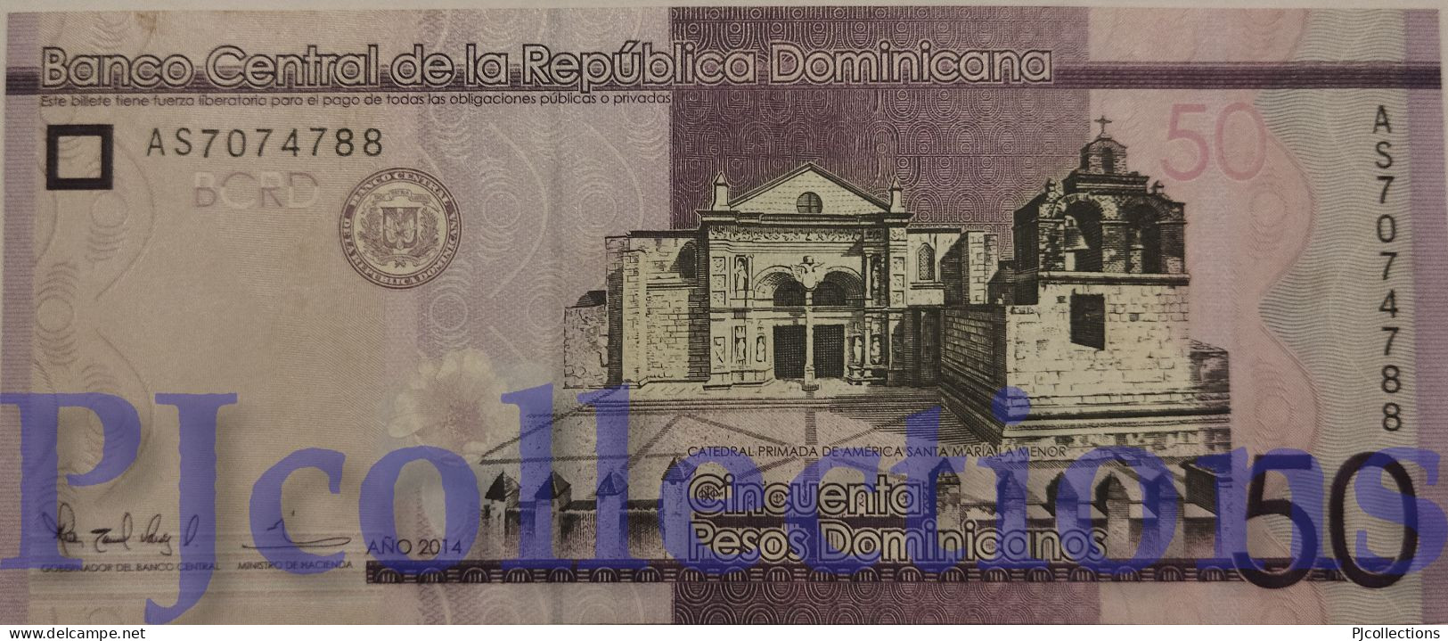 DOMINICAN REPUBLIC 50 PESOS DOMENICANON 2014 PICK 189a AU/UNC - Dominicaine