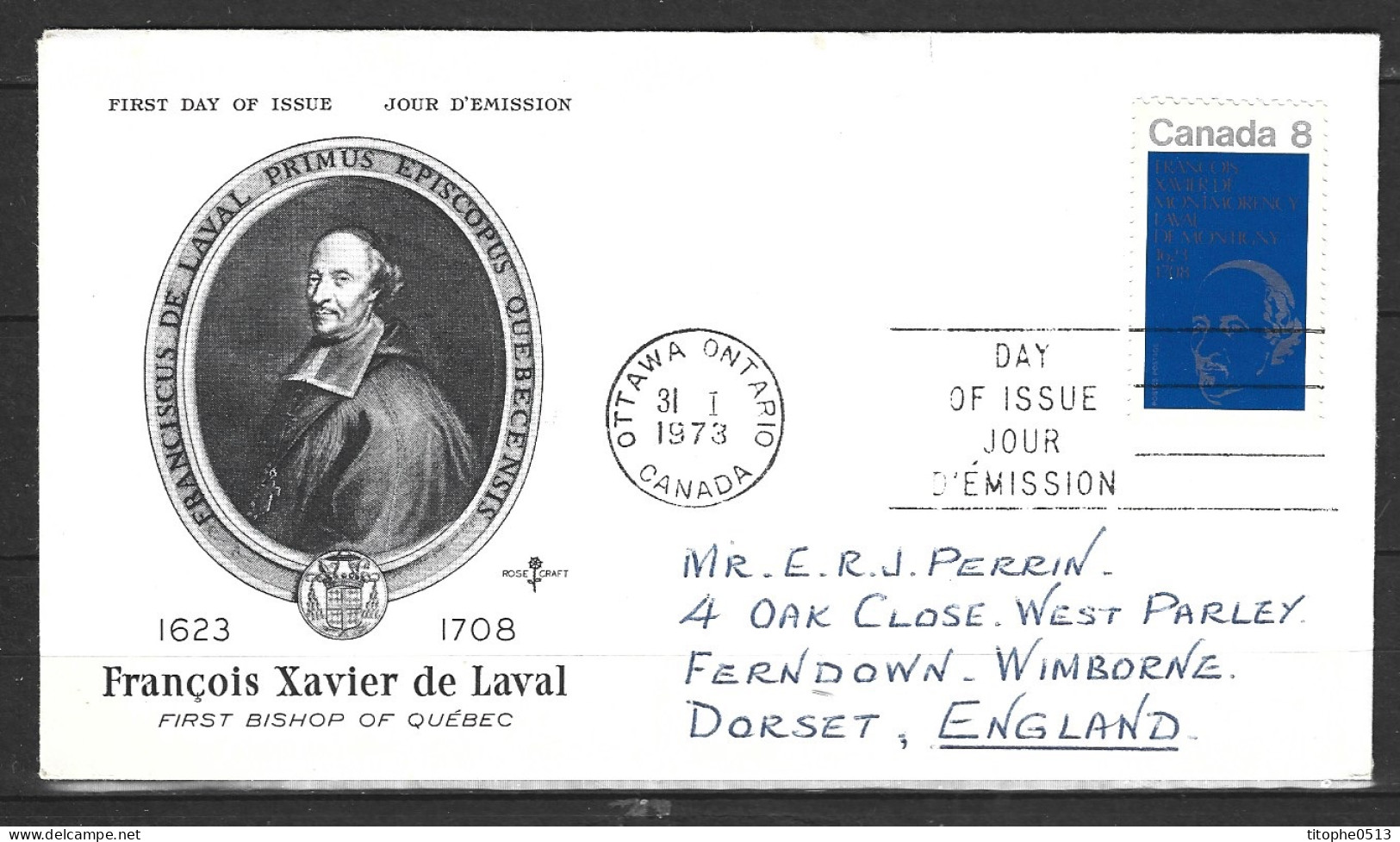 CANADA. N°494 Sur Enveloppe 1er Jour (FDC) De 1973. Premier évêque Du Québec. - 1971-1980