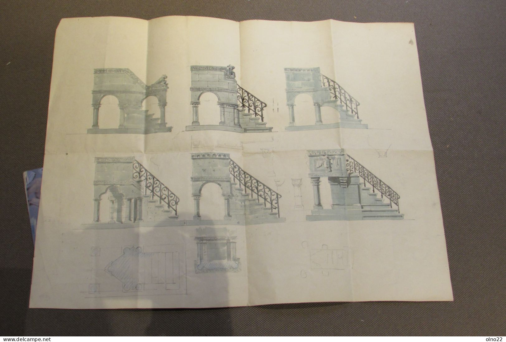 EGLISE PAROISSIALE ST.CHRISTOPHE A LIEGE-PLAN DE LA CHAIRE A PRECHER-DRESSE A LIEGE LE 22/10/1910-SIGNE DE L'ARCHITECTE - Architectuur