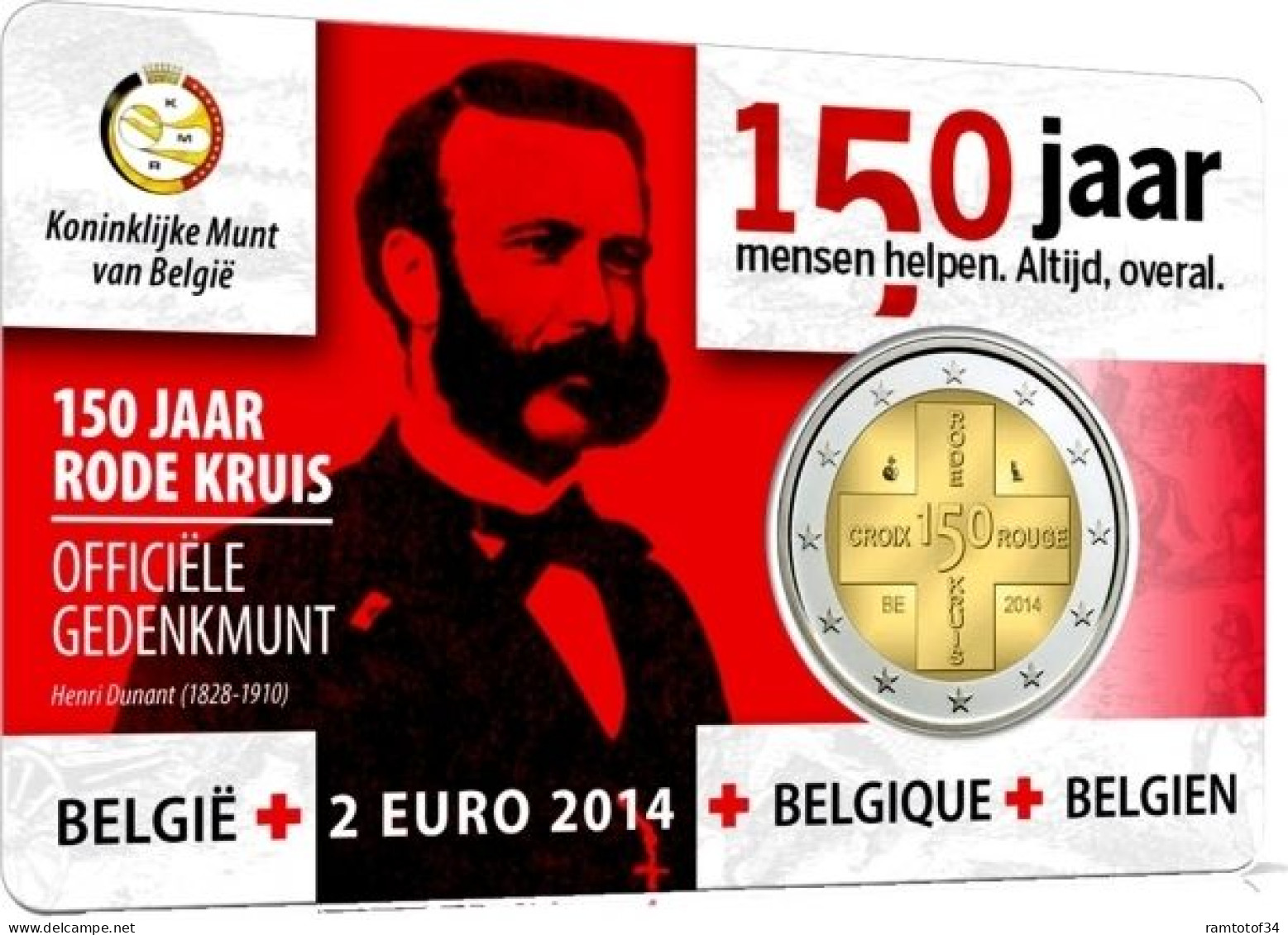 2014 BELGIQUE - 2 Euros Commémorative (Coincard) Bu - Croix Rouge - Belgio