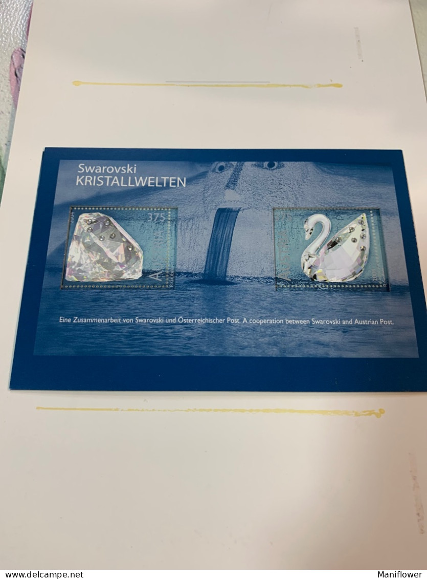Austria Stamp Swarovski Crystal Duck Stone S/s MNH - Brieven En Documenten