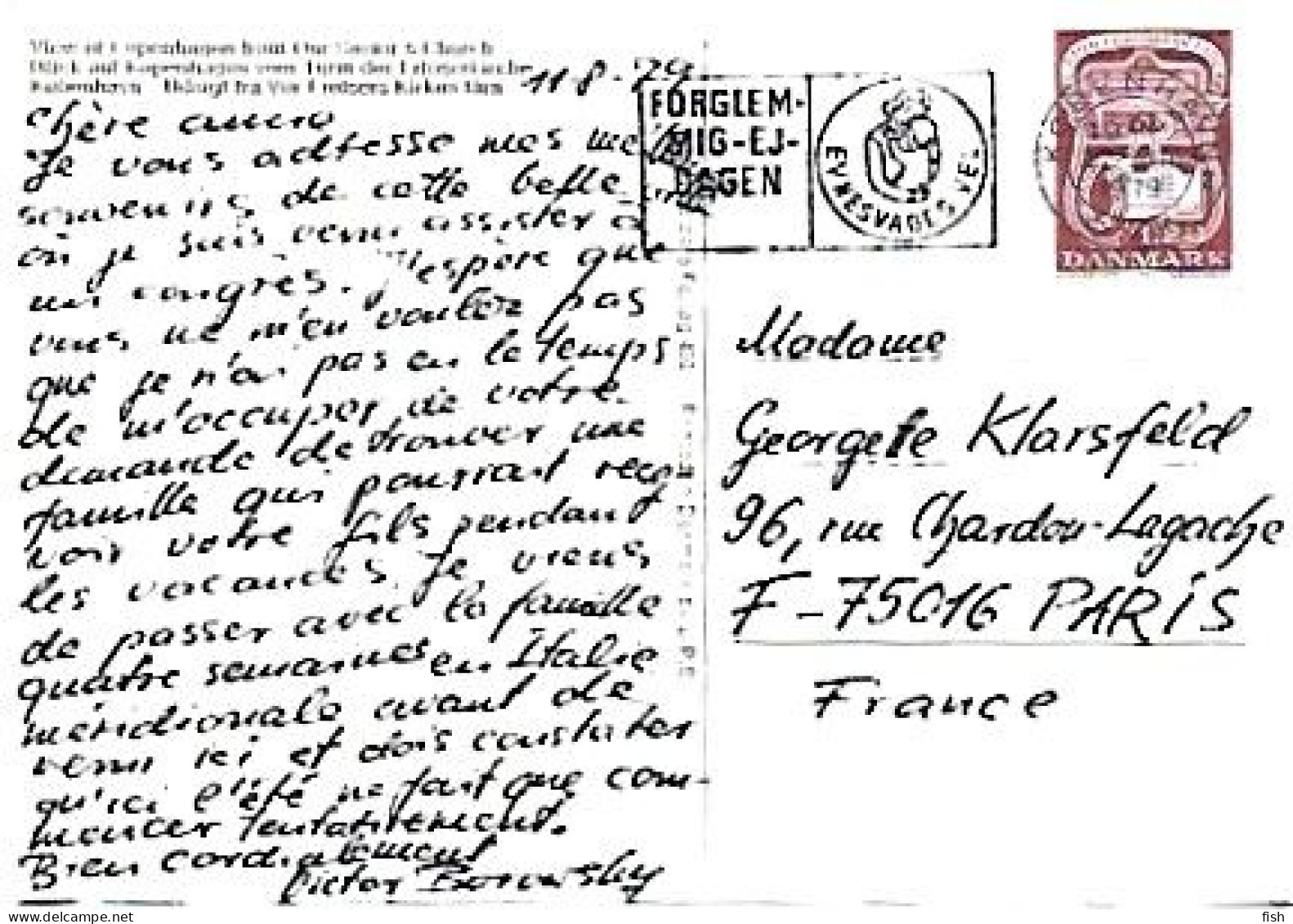 Norway & Marcofilia, View Of Copenhagen From Our Savior's Church, Paris 1979 (67888) - Storia Postale