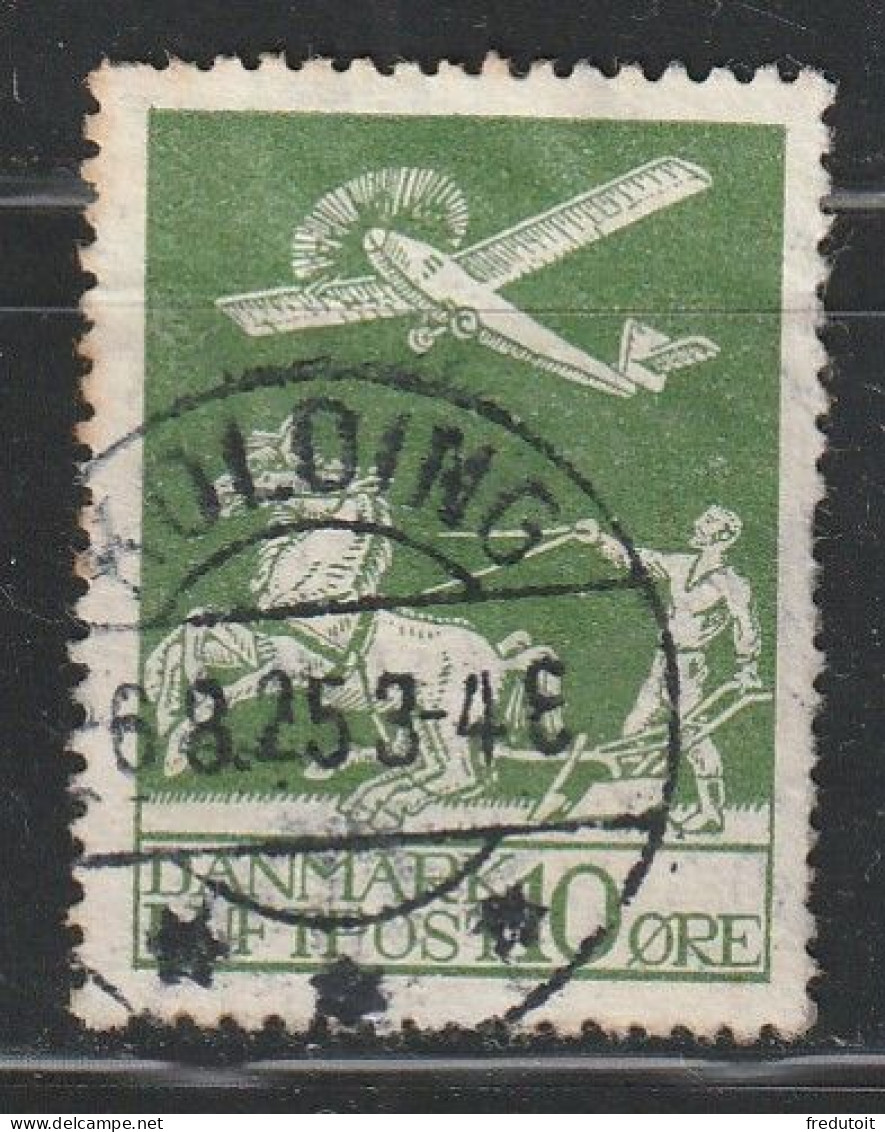 DANEMARK - Poste Aérienne : N°1 Obl (1925-30) 10 Ore Vert - Airmail