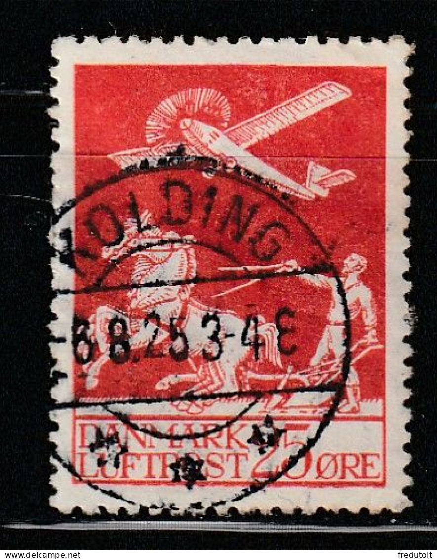 DANEMARK - Poste Aérienne : N°3 Obl (1925-30) 25 Ore Vermillon - Luftpost