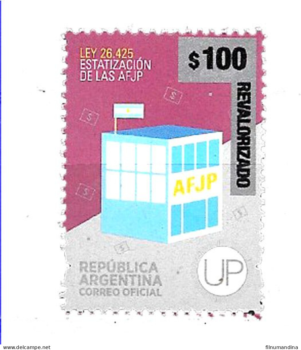 #75335 ARGENTINA 2023 NEW EMERGENCY OVERPRINTED REVALORIZADO  DEFINITIVES 100 Ps UP AFJP MNH SCARCE - Nuovi