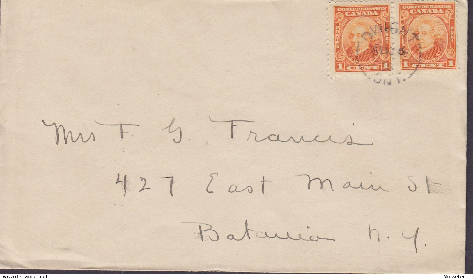 Canada DWIGHT Ont. 1928 Cover Brief Lettre 2x MacDonald Stamps (2 Scans) - Covers & Documents