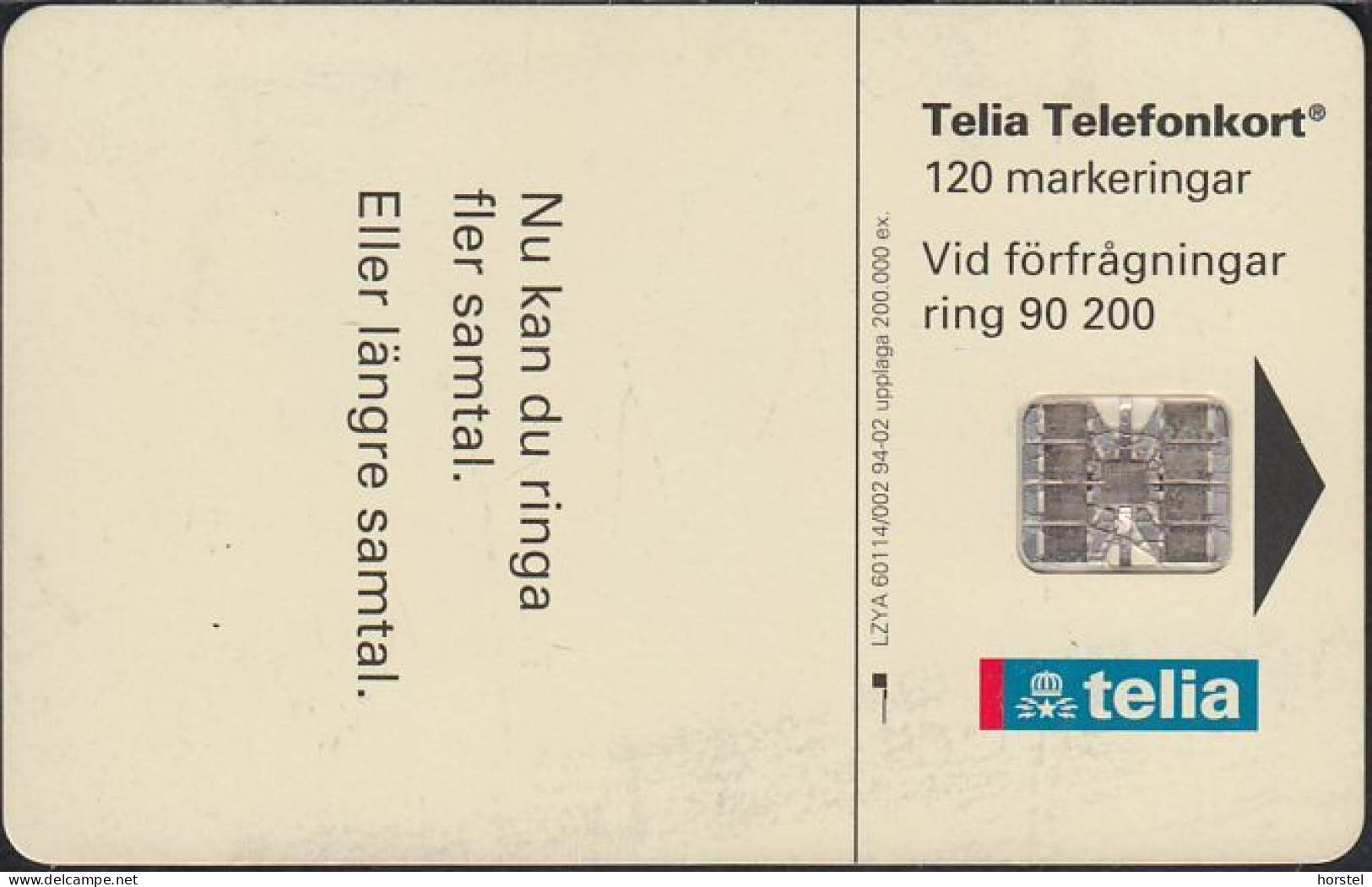 Schweden Chip 055 (60114/002) New Definitive Card 120 Units - BN. On Front C42144044 - SC7 - Svezia