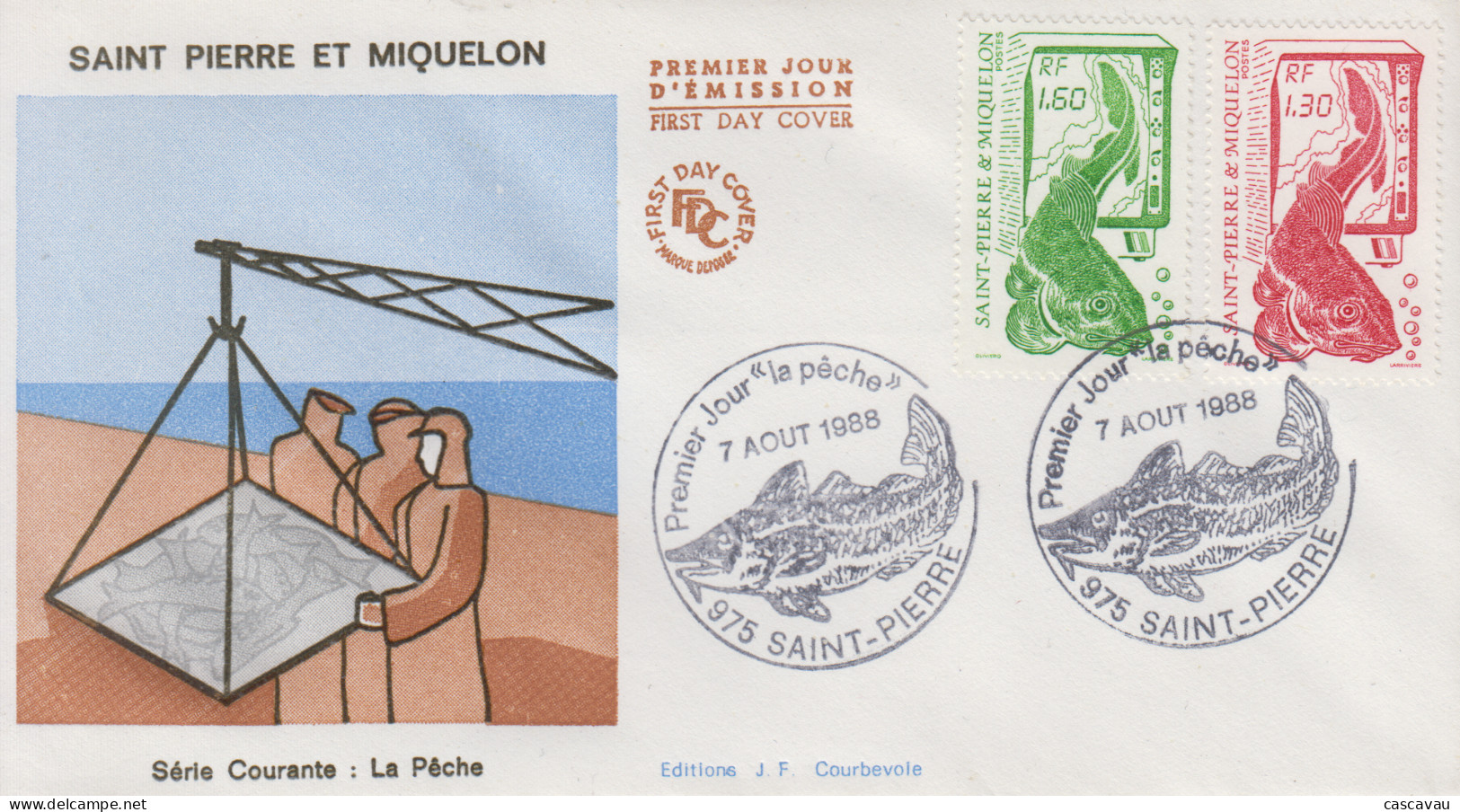 Enveloppe   FDC   1er   JOUR    SAINT  PIERRE  Et  MIQUELON   La  Pêche   1988 - FDC