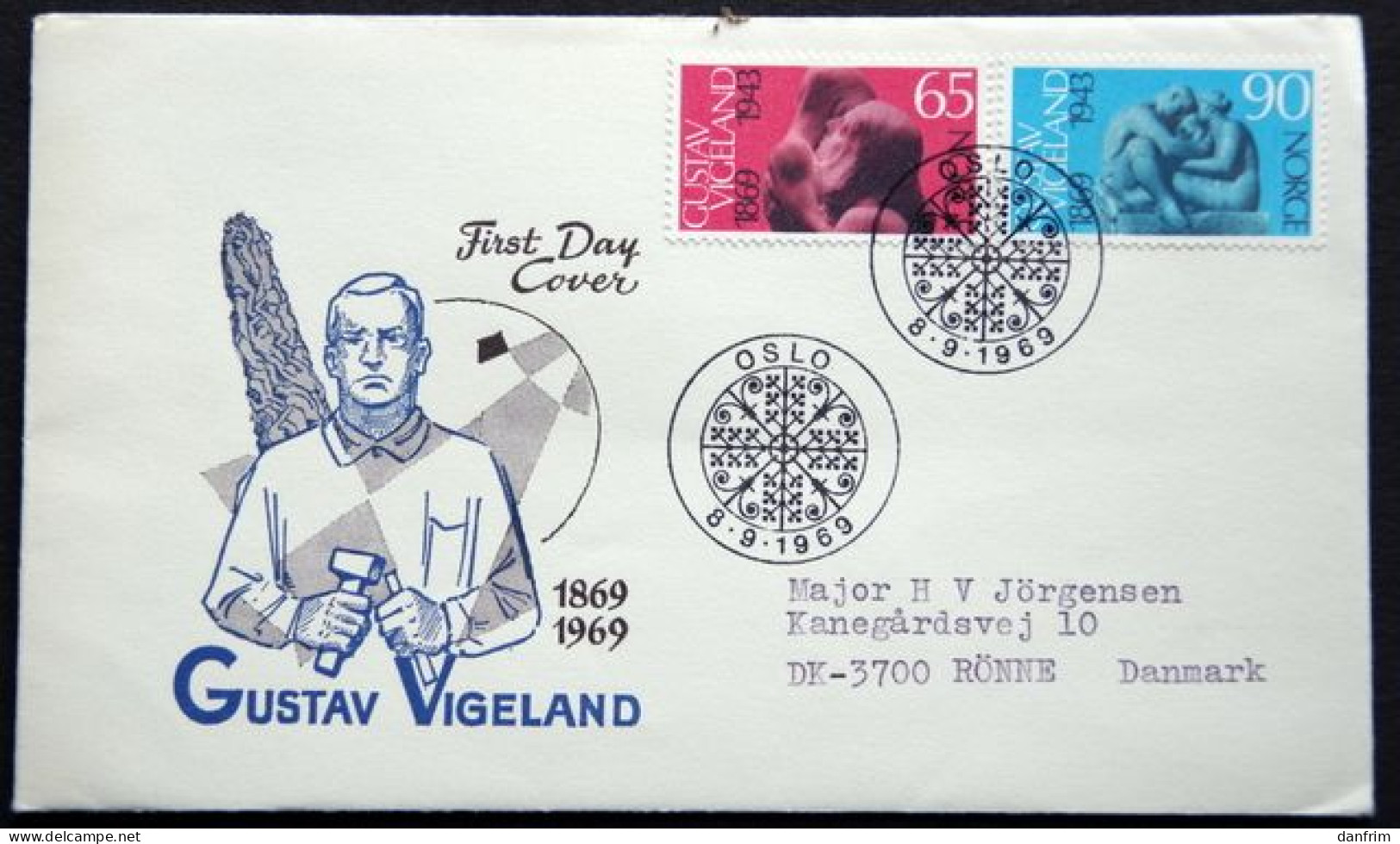 Norway 1969   Sculptures From Gustav Vigeland Minr 594-95   FDC  (lot 6462) - FDC