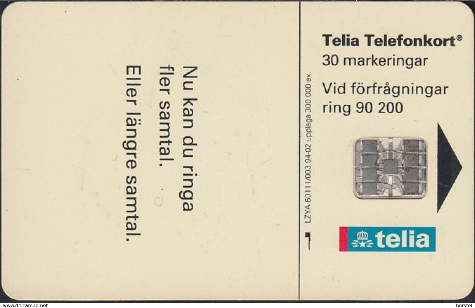 Schweden Chip 053 (60111/003) New Definitive Card 30 Units - BN On Front - C42144003 - SC7 - Svezia