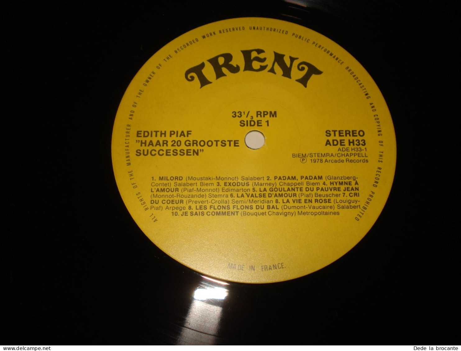 B13 / Edith Piaf – 20 Grootste Successen – Trent - ADE H33 - Neth 1978  EX/EX - Disco & Pop