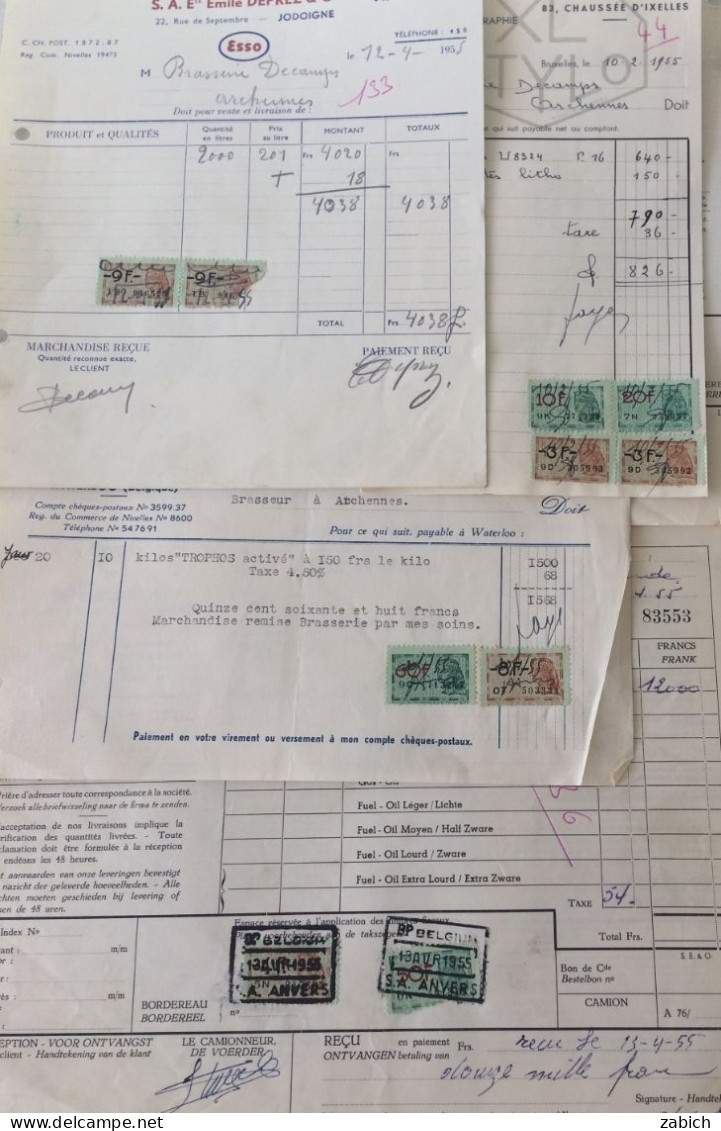 FISCAUX BELGIQUE 6 Factures De   1955 - Documents