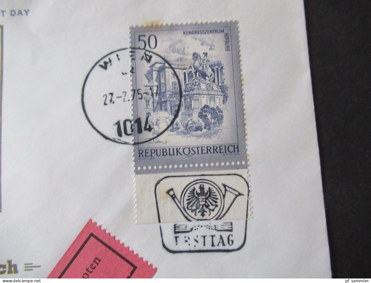 Österreich 1975 Freimarken Schönes Österreich 50 Schilling Nr.1478 Unterrand FDC / Durch Eilboten Expres - Cartas & Documentos