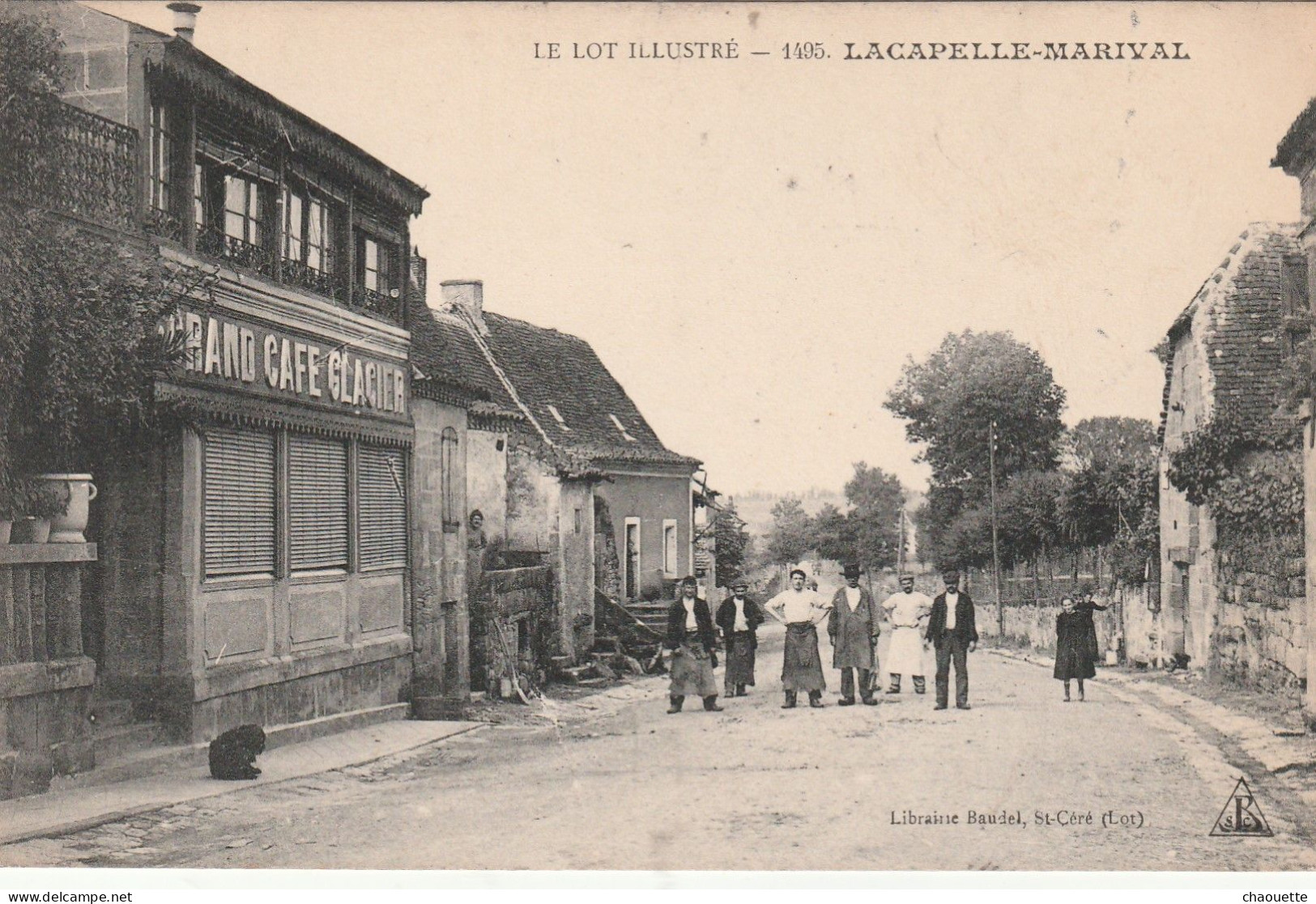 LACAPELLE-MARIVAL  Grand Cafe Glacier No.1495 Librairie Baudel - Lacapelle Marival