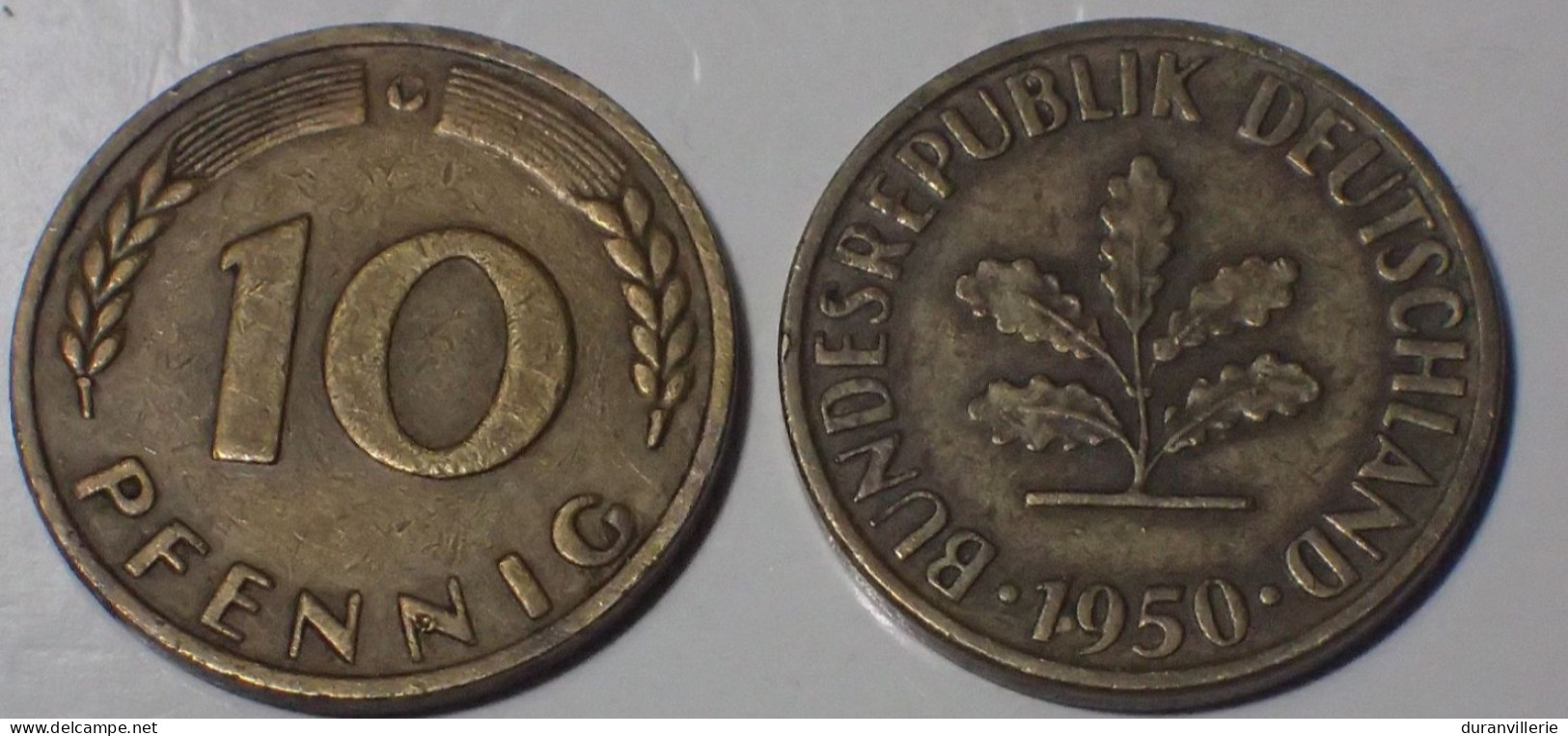 Germany - 10 Pfennig – Allemagne – 1950 G – Cuivre (KM # 108) - 10 Pfennig