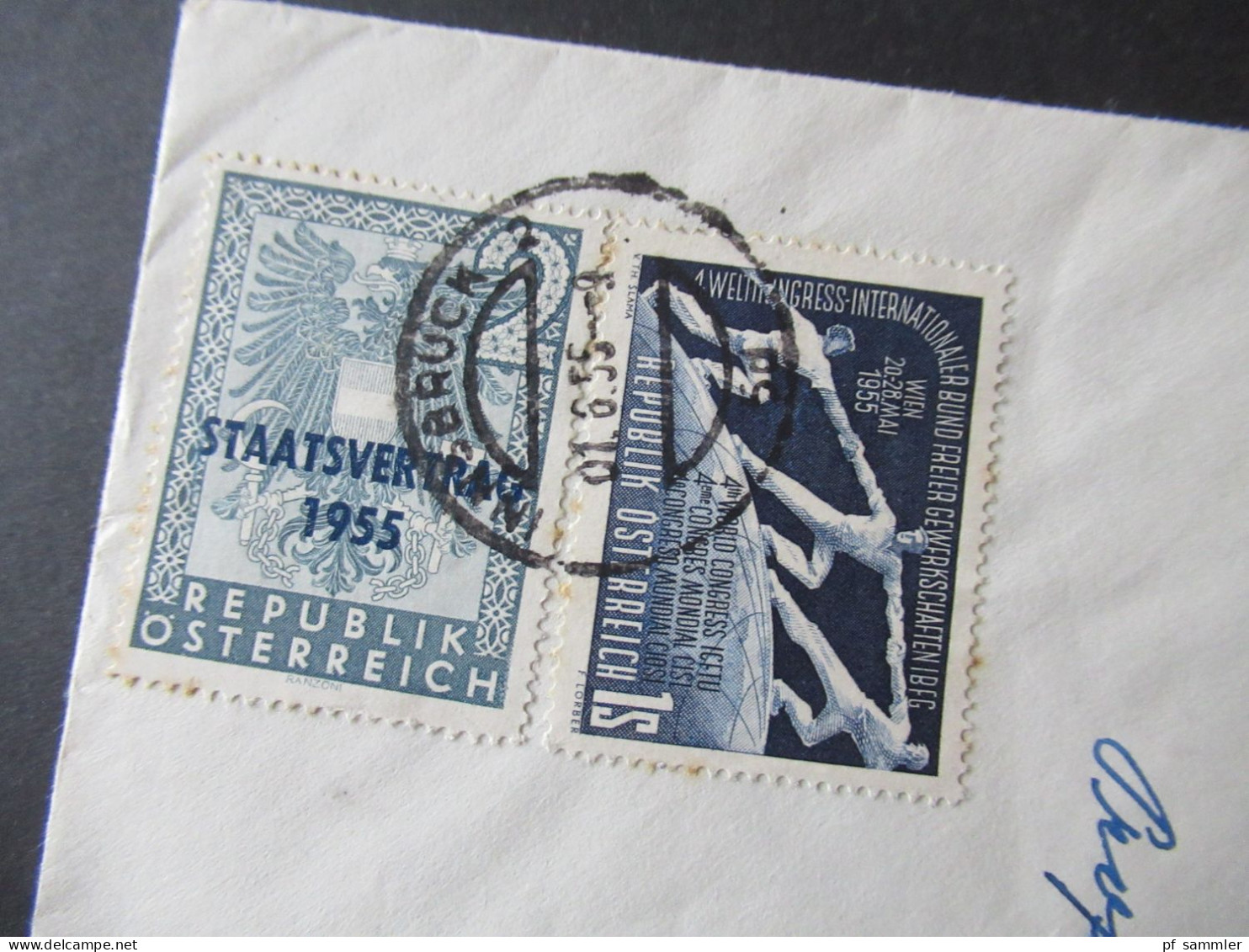 Österreich 1955 Mi.Nr.1017 Und Nr.1018 MiF Tagesstempel Innsbruck Nach Milano Italien - Cartas & Documentos