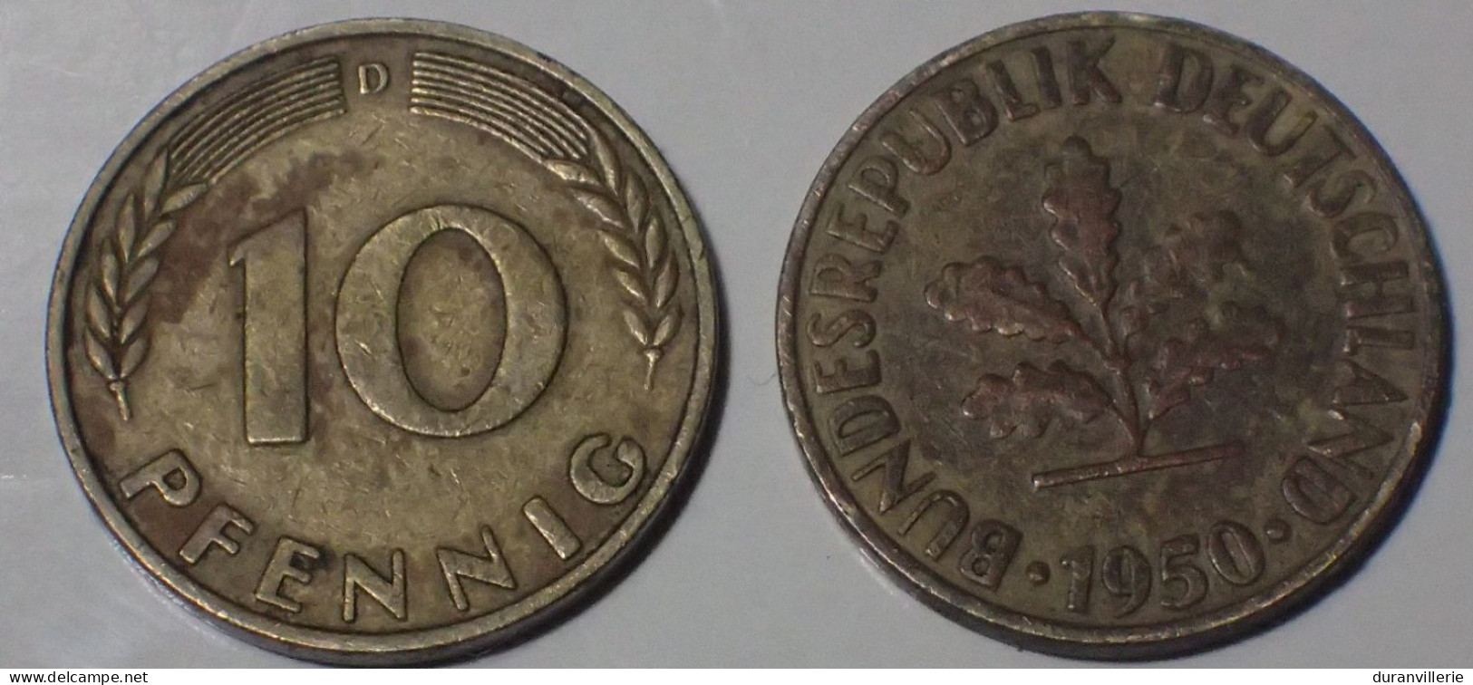 Germany - 10 Pfennig – Allemagne – 1950 D - KM108 - 10 Pfennig