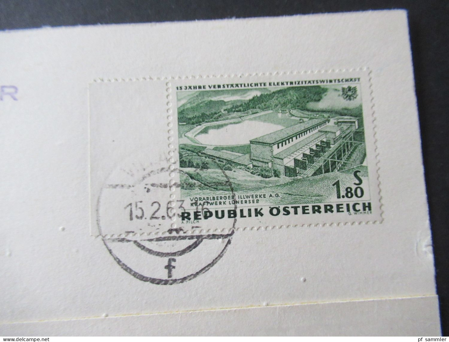 Österreich 1963 15 Jahre Verstaatlichte Elektrizitätswirtschaft Mi.Nr.1105 Bogentrand Links Auslands PK Villach - Hambur - Storia Postale