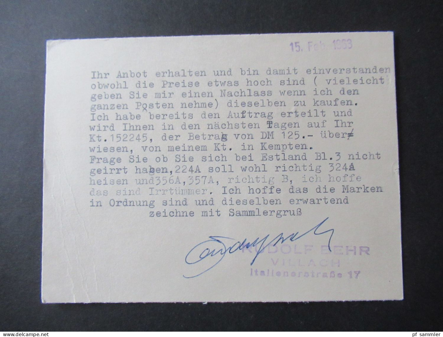 Österreich 1963 15 Jahre Verstaatlichte Elektrizitätswirtschaft Mi.Nr.1105 Bogentrand Links Auslands PK Villach - Hambur - Storia Postale