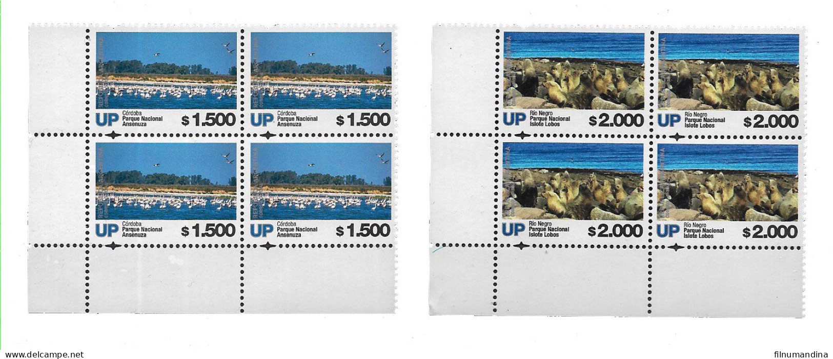 #75338 ARGENTINA 2023 NEW HIGHER DEFINITIVES NATIONAL PARCS FAUNA UP 1500/.2000 Ps BLOC X4 MNH - Unused Stamps
