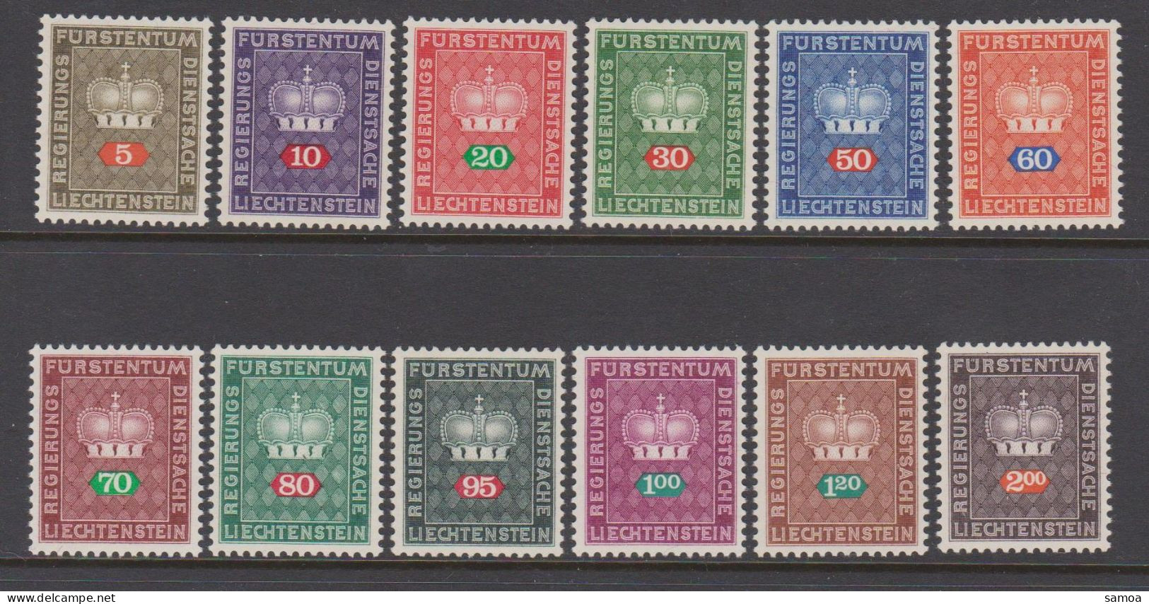 Liechtenstein 1968 S 45-56 ** Couronne - Service