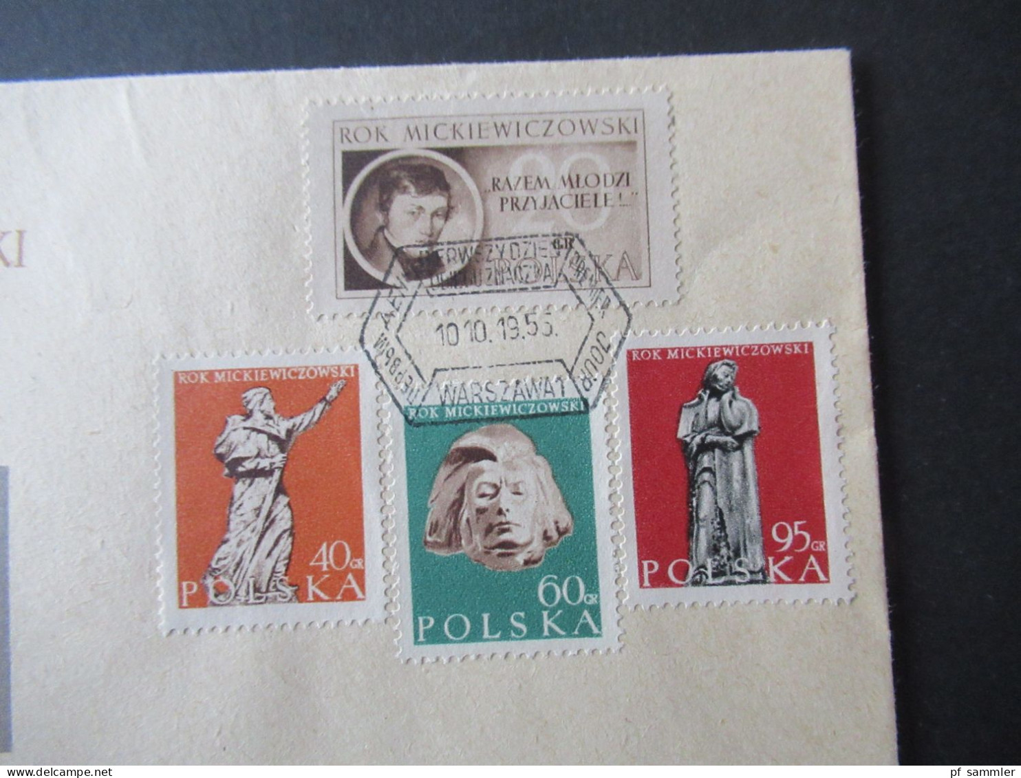 Polen 1955 FDC / Sonderbeleg Rok Mickiewiczowski / Zaosie Miejsce Urodzenia A. Micjiewicza - Cartas & Documentos