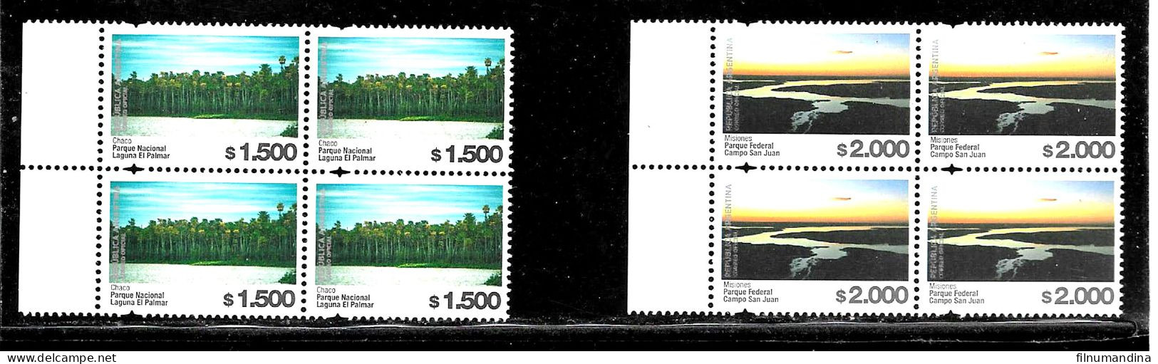 #75340 ARGENTINA 2023 NEW HIGHER DEFINITIVES NATIONAL PARCS RIVER FOREST1500/.2000 Ps BLx4 MNHMNH - Nuevos