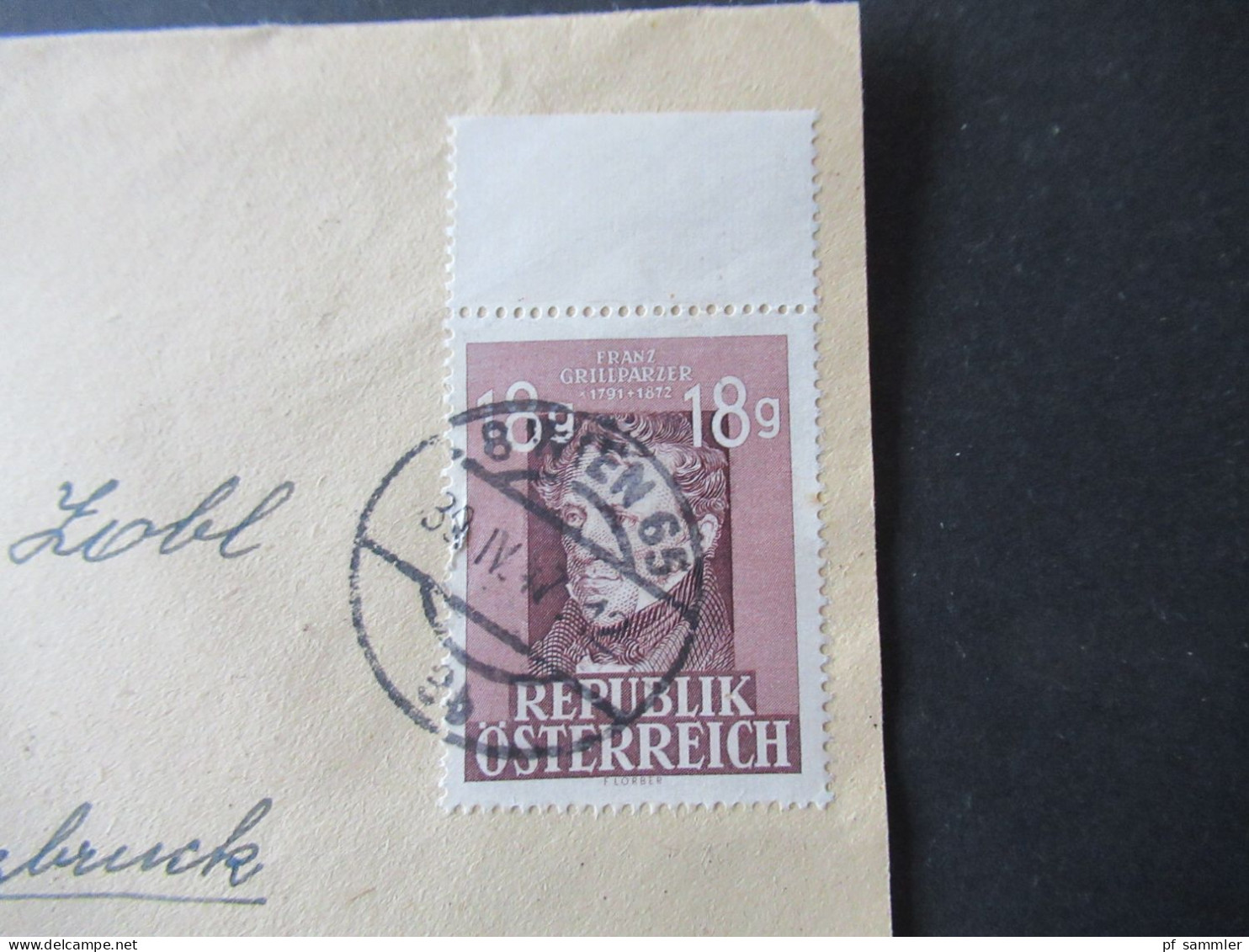 Österreich 1947 75. Todestag Von Franz Grillparzer 2 Belege Aus Dem Bedarf / 1x Oberrand - Storia Postale