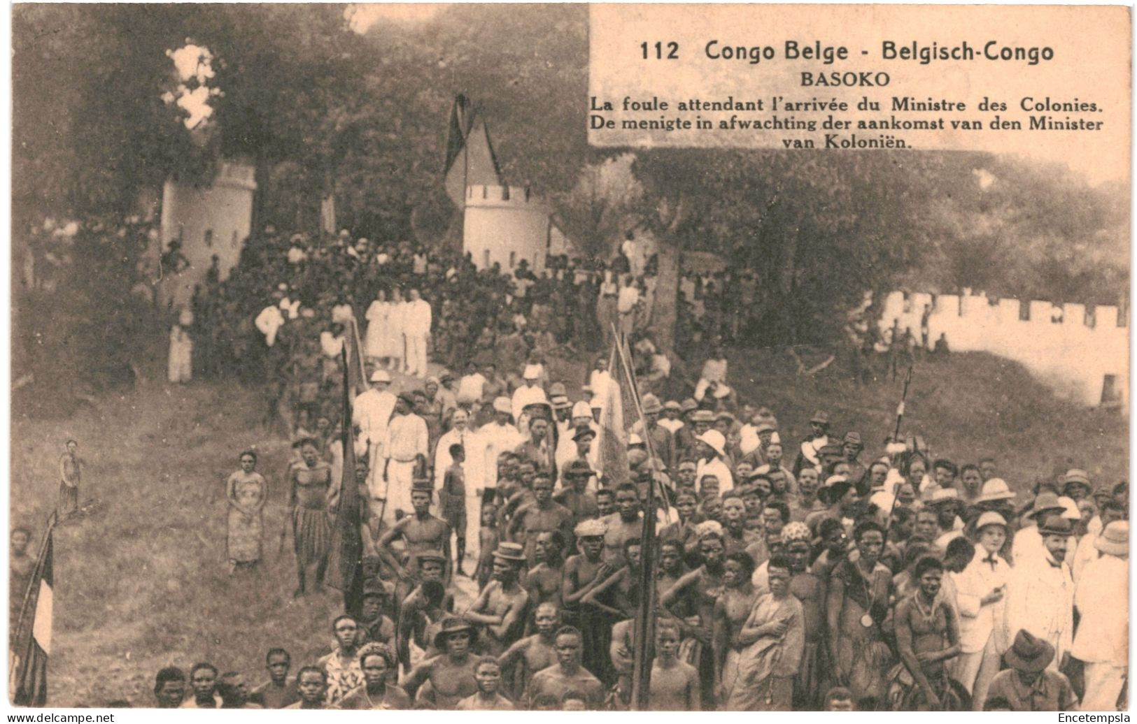 CPA Carte Postale Congo Ex Belge Basoko Foule En Attendant Le Ministre Des Colonies   VM75780ok - Congo Belge