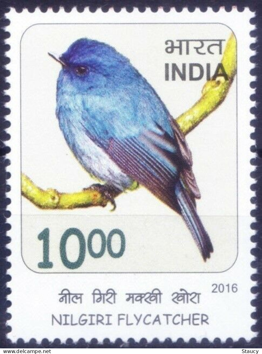 India 2016 - Nilgiri Flycatcher - BIRDS - SERIES - 1, NEAR THREATENED MNH P. O Fresh & Fine, Rare - Piciformes (pájaros Carpinteros)