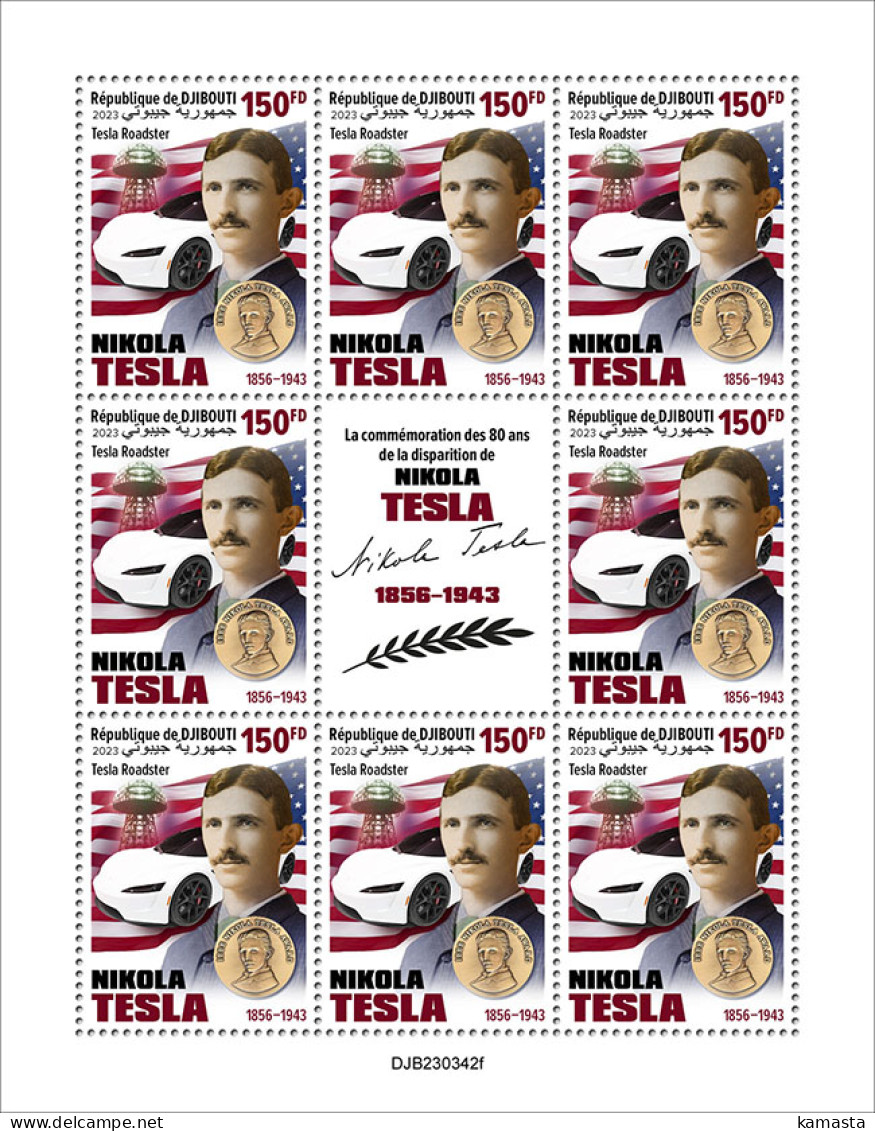 Djibouti  2023 80 Years Since The Death Of Nikola Tesla. (342) OFFICIAL ISSUE - Physik