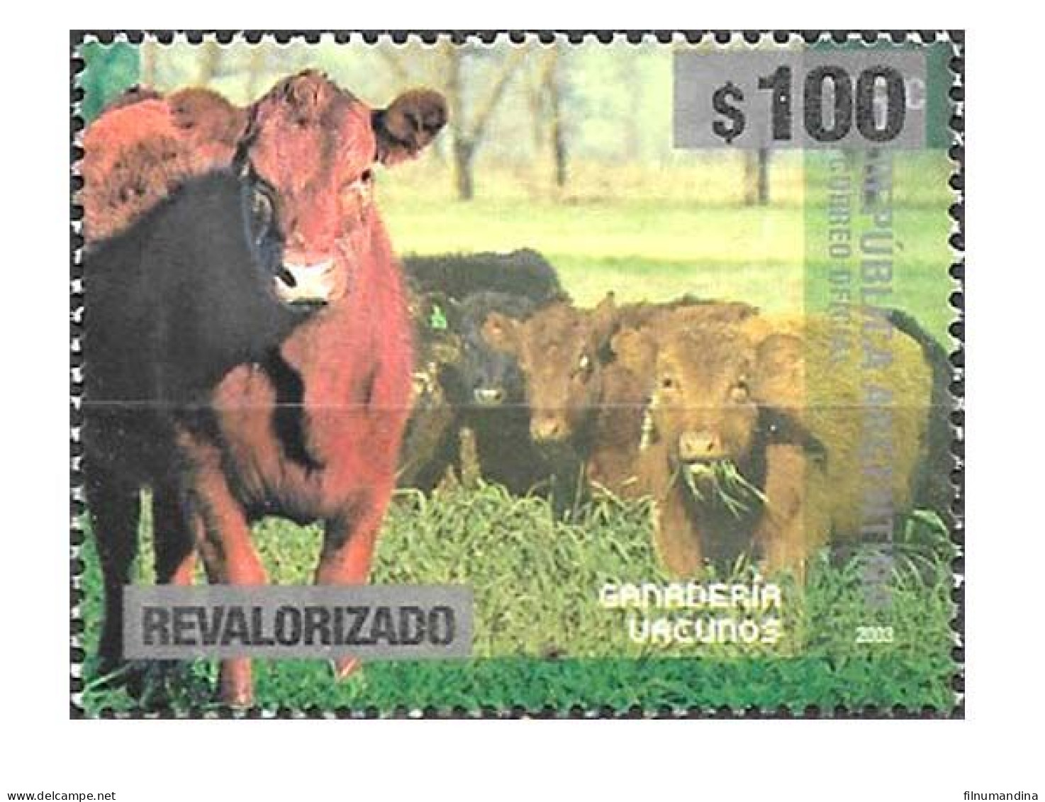 #75341 ARGENTINA 2023 NEW EMERGENCY DEFINITIVES OVERPRINTED CATTLES FAUNA 100 Ps  MNH - Nuovi