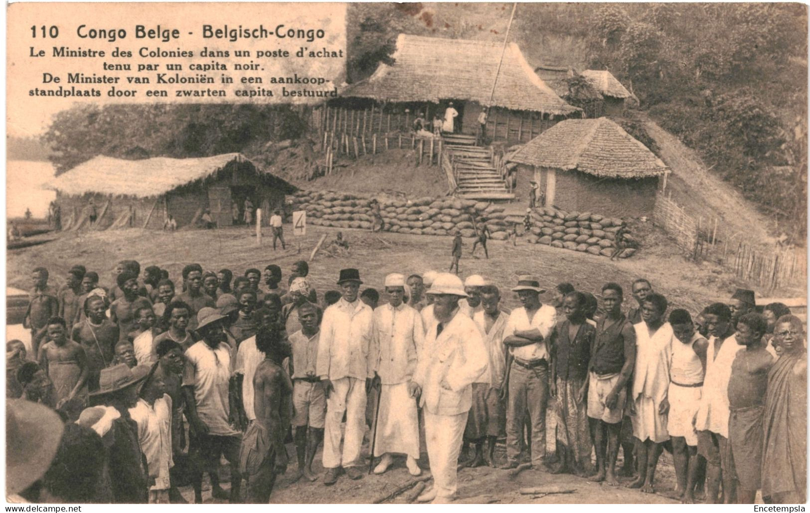 CPA Carte Postale Congo Ex Belge Ministre Des Colonies Dans Un Poste D'achat Tenu Par Un Capita "noir"VM75788ok - Congo Belge