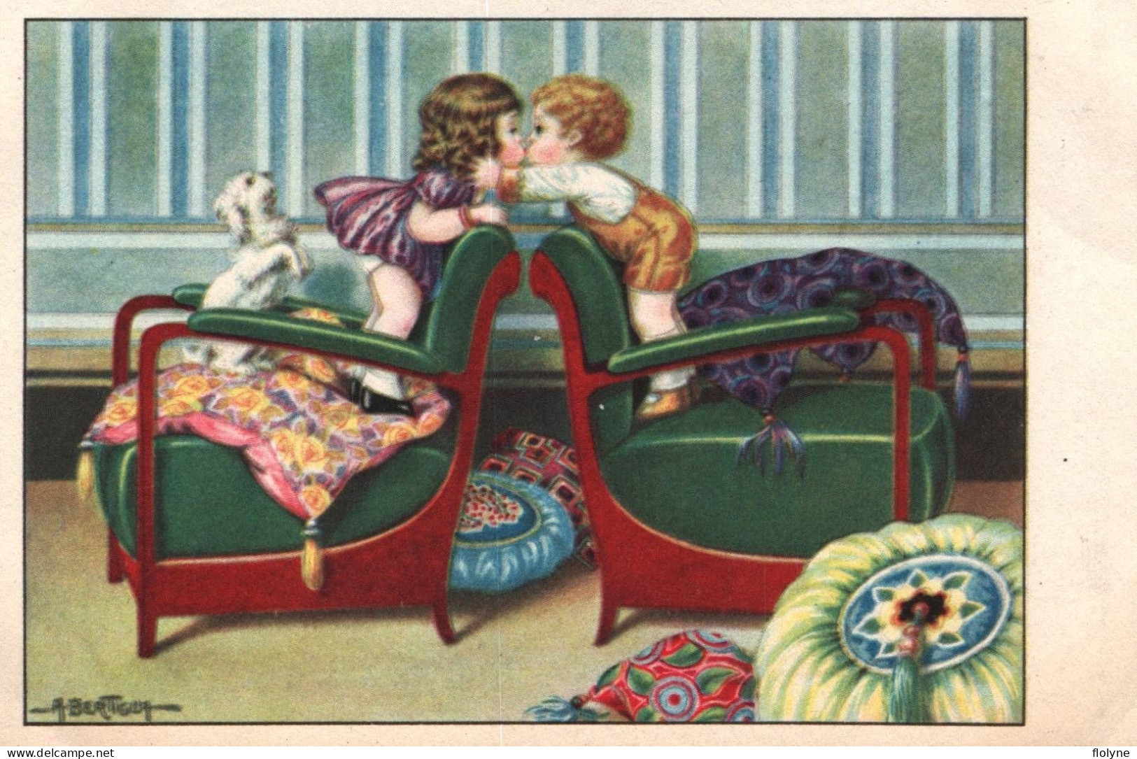 BERTIGLIA - Cpa Illustrateur Italien - Enfants S'embrassant - Série N°2613 - Art Nouveau Jugendstil - Bertiglia, A.