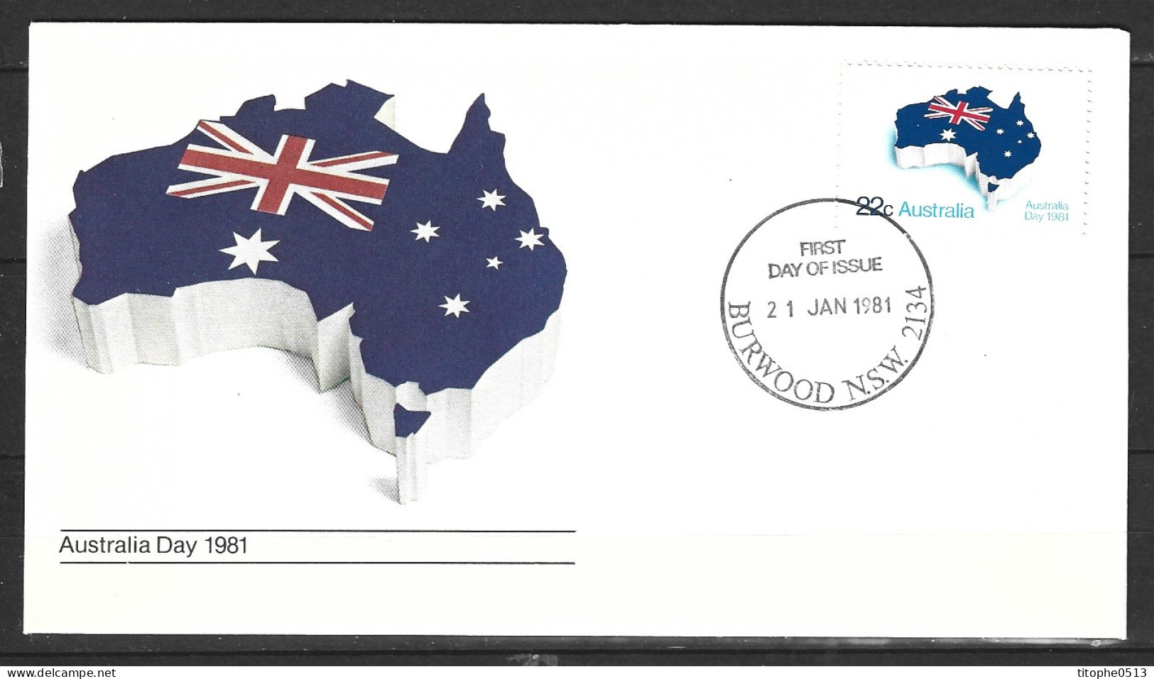 AUSTRALIE. N°726 De 1981 Sur Enveloppe 1er Jour. Drapeau Australien. - Enveloppes