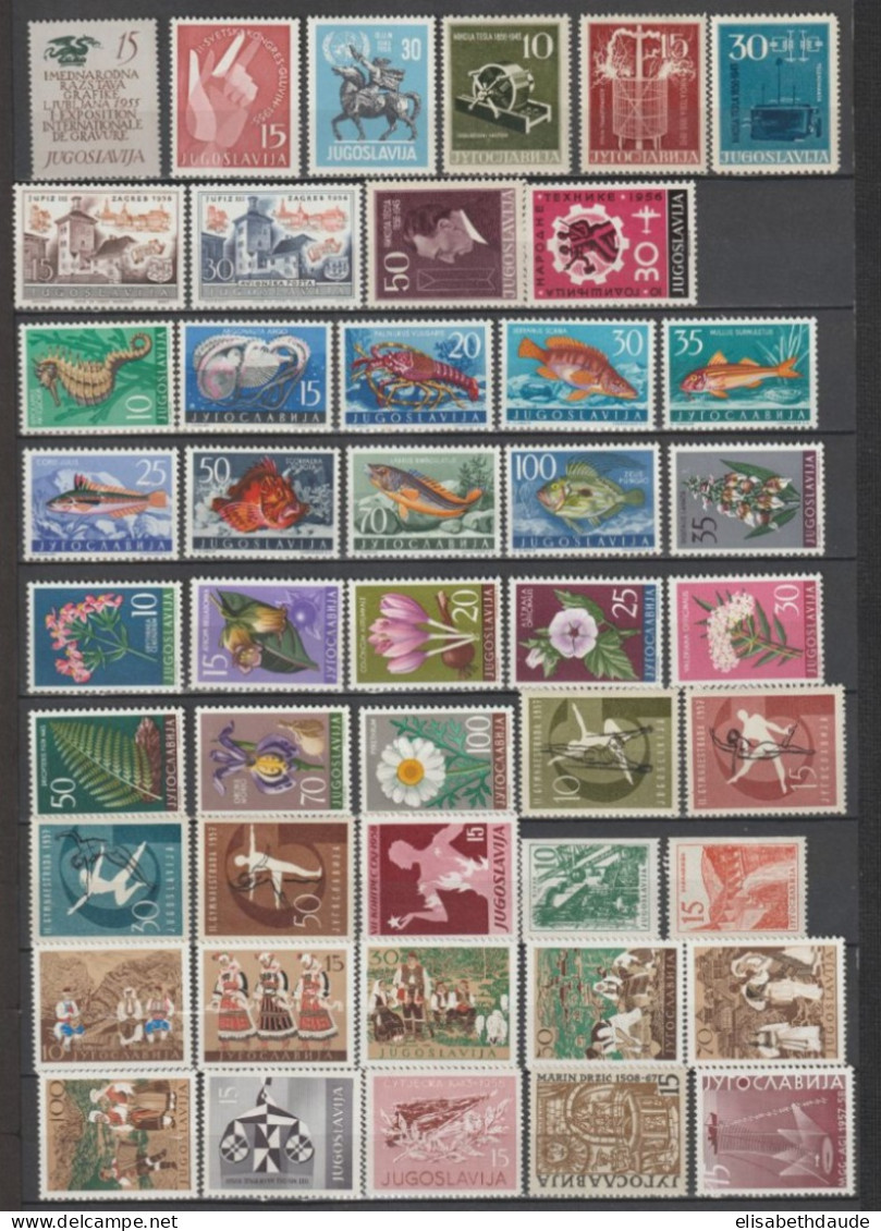 YOUGOSLAVIE - 1955/1959 - 2 PAGES SERIES COMPLETES UNIQUEMENT ! * / MLH (QUELQUES ** MNH) - COTE = 188.5 EUR - Neufs