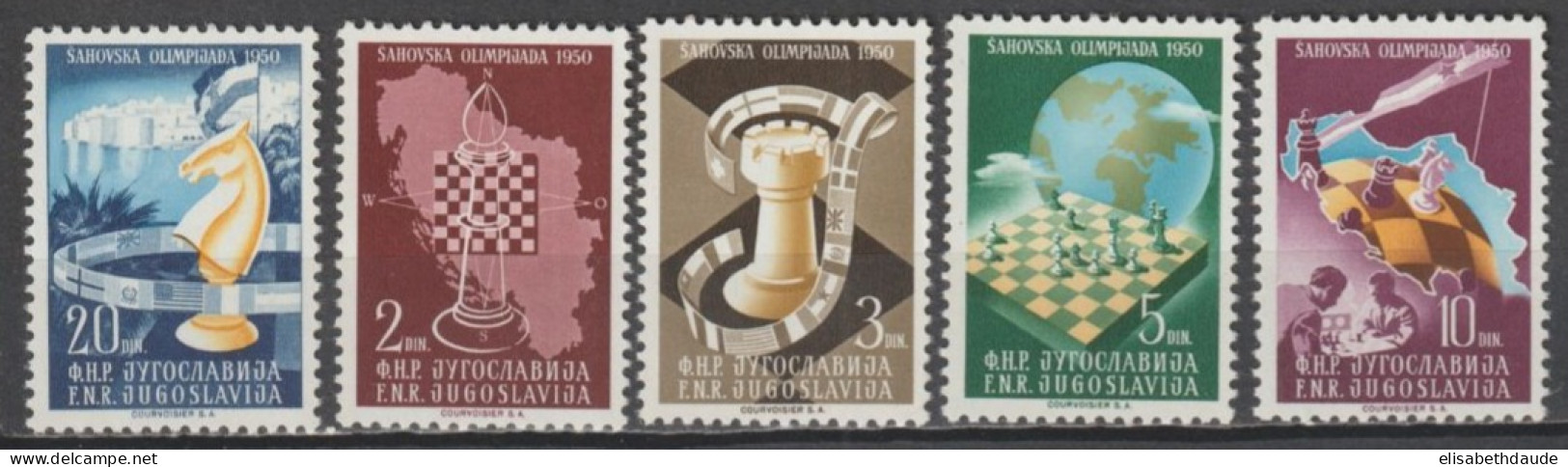 YOUGOSLAVIE - 1950 - YVERT N°549/553 ** MNH - COTE = 67.5 EUR. - ECHECS / CHESS - Nuevos