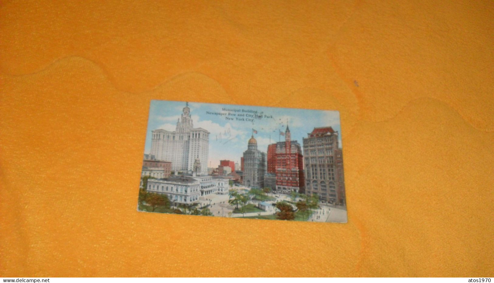 CARTE POSTALE ANCIENNE CIRCULE DE 1919../ MUNICIPAL BUILDING. NEWSPAPER ROW AND CITY HALL PARK..NEW YORK CITY + TIMBRES - Other Monuments & Buildings