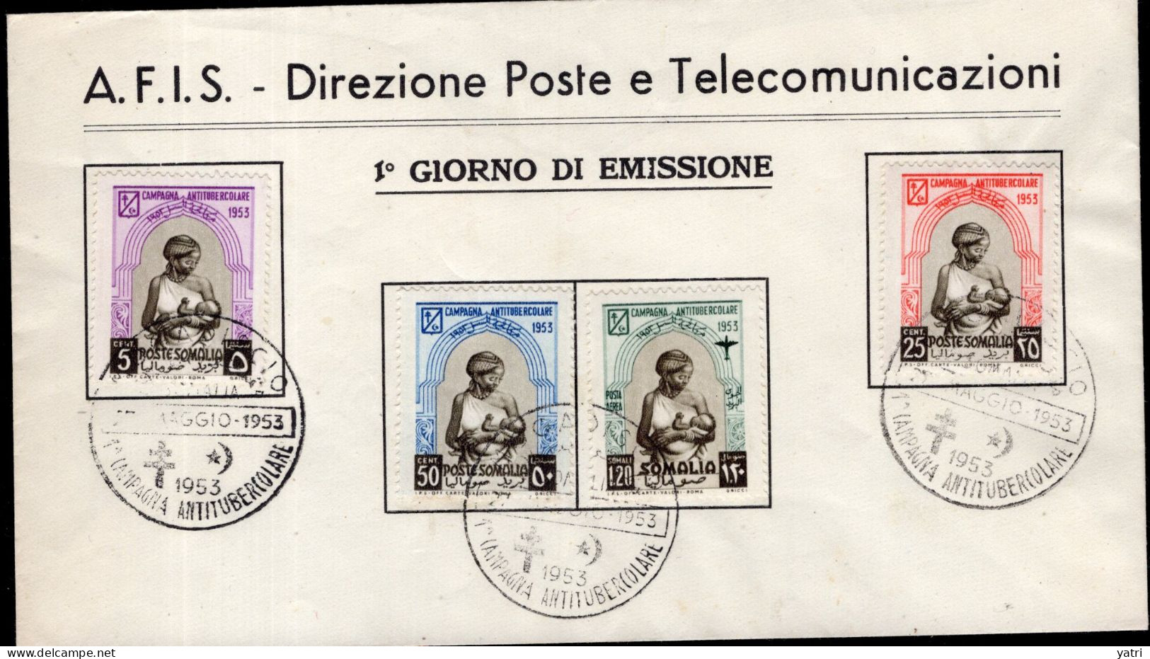 Somalia A.F.I.S. (1953) - Camagna Antitubercolare FDC - Somalië (AFIS)