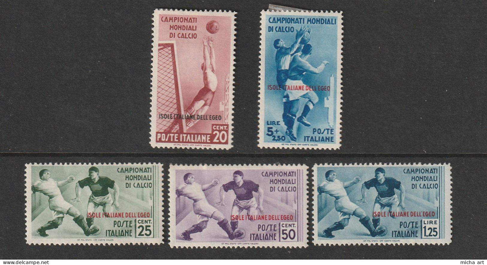 Italian Colonies Aegean Islands - Egeo 1934 World Football Cup - Mondiali Di Calcio Set MH (B389-22) - Egée