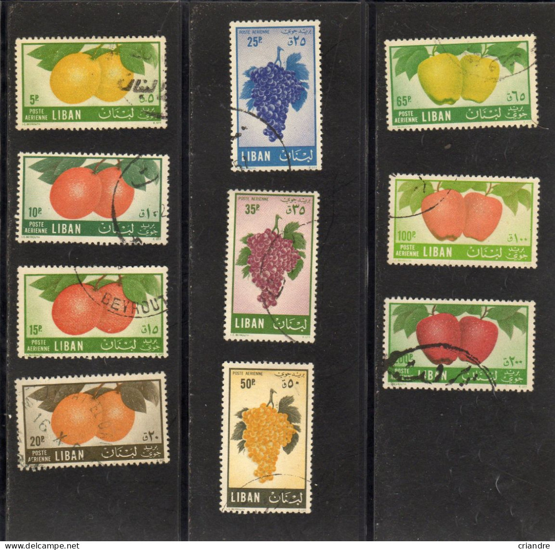 Liban: Année 1955, (fruits Divers) Lot De 10valeurs PA 118/127 Oblitérés - Liban