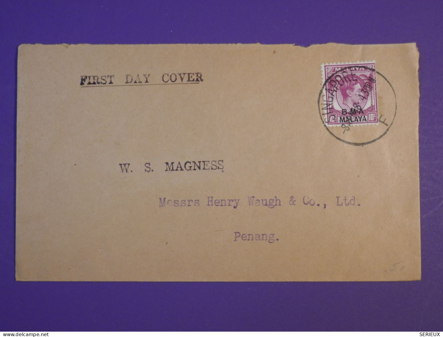 DG2 MALAYA BELLE LETTRE FDC 1948  SINGAPORE A PENANG +AFF. INTERESSANT++ +++ - Malaya (British Military Administration)